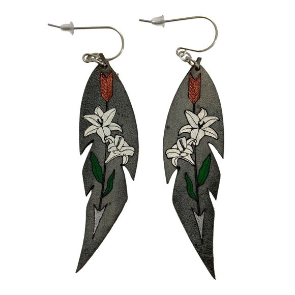 Jewelry - Floral Archery Arrow Leaf Shape Earrings